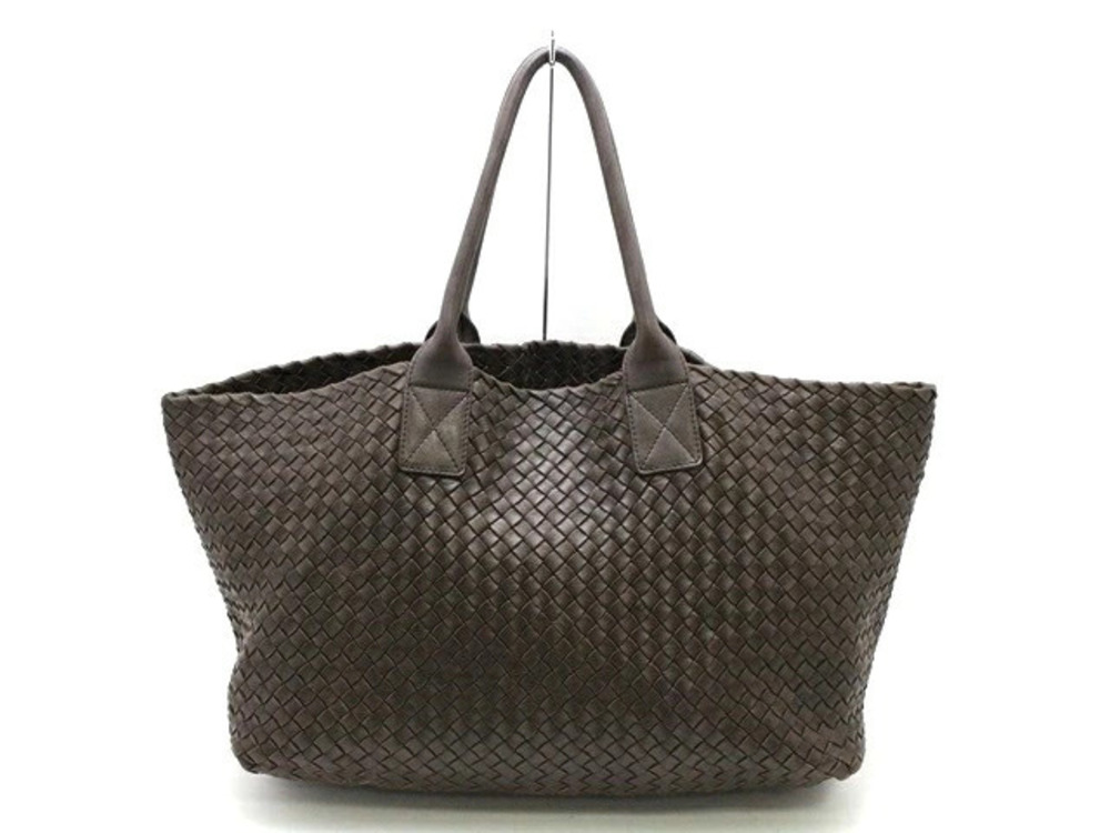 BOTTEGA VENETA Cabas Tote Bag Intrecciato Lambskin Dark Brown